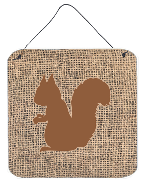 BB1119-BL-BN-DS66 Squirrel Burlap And Brown Aluminium Metal Wall Or Door Hanging Prints - 6 x 6 In.