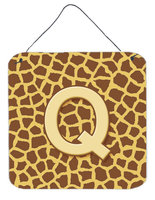 CJ1025-QDS66 Letter Q Initial Monogram - Giraffe Aluminium Metal Wall Or Door Hanging Prints - 6 x 6 In.