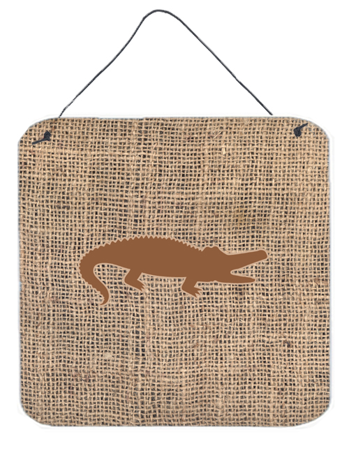 Alligator Burlap And Brown Aluminium Metal Wall Or Door Hanging Prints - 6 x 6 In.