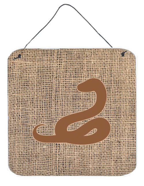 Snake Burlap And Brown Aluminium Metal Wall Or Door Hanging Prints - 6 x 6 In.