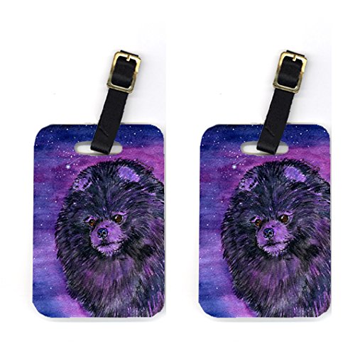 Starry Night Pomeranian Luggage Tag - Pair 2- 4 x 2.75 In.