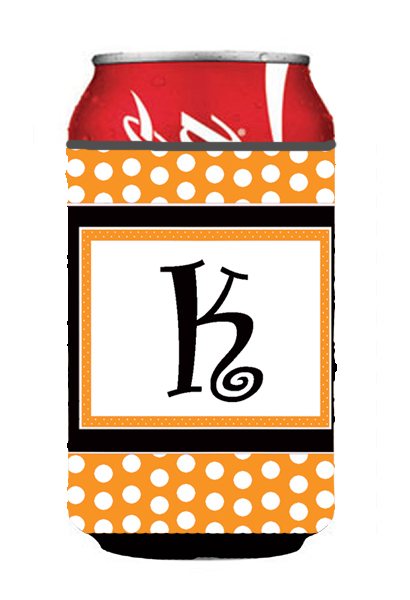 CJ1033-KCC Letter K Initial Monogram - Orange Polkadots Can Or Bottle  Hugger