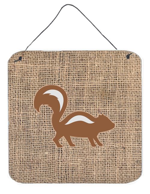 Skunk Burlap And Brown Aluminium Metal Wall Or Door Hanging Prints - 6 x 6 In.