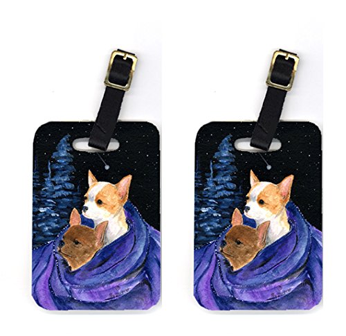 Starry Night Chihuahua Luggage Tag - Pair 2- 4 x 2.75 In.