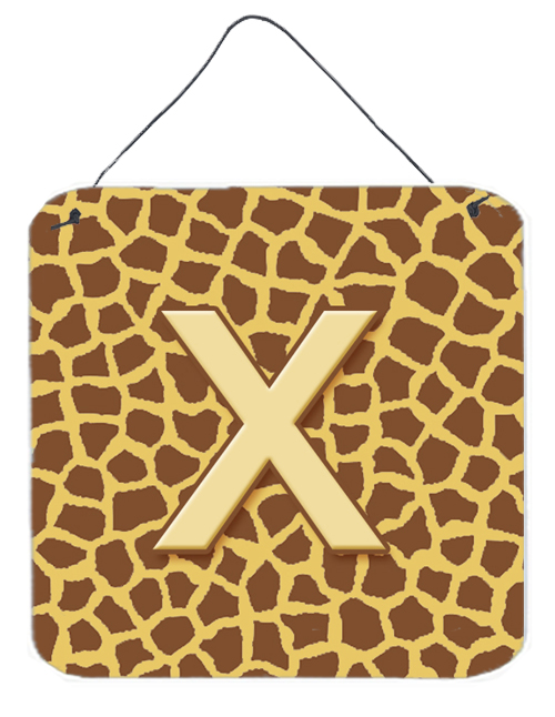 Picture of Carolines Treasures CJ1025-XDS66 Letter x Initial Monogram - Giraffe Aluminium Metal Wall Or Door Hanging Prints - 6 x 6 In.
