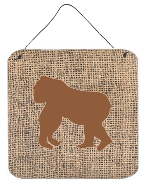 BB1129-BL-BN-DS66 Gorilla Burlap And Brown Aluminium Metal Wall Or Door Hanging Prints - 6 x 6 In.