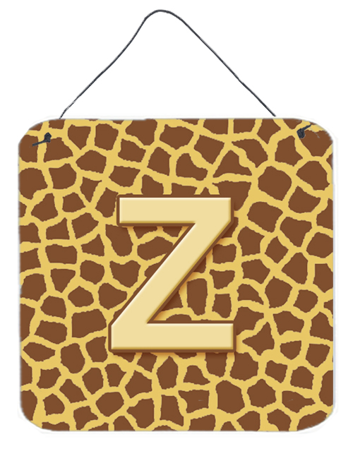 CJ1025-ZDS66 Letter Z Initial Monogram - Giraffe Aluminium Metal Wall Or Door Hanging Prints - 6 x 6 In.