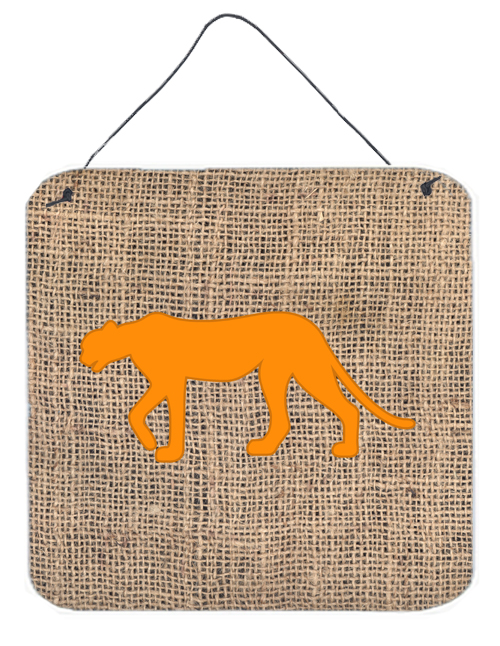 Leopard Burlap And Orange Aluminium Metal Wall Or Door Hanging Prints - 6 x 6 In.