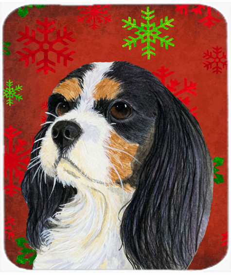 Cavalier Spaniel Red Green Snowflakes Christmas Mouse Pad, Hot Pad Or Trivet - 7.75 x 9.25 In.
