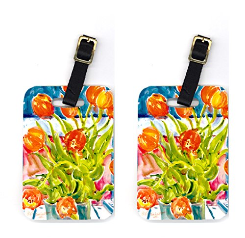 Picture of Carolines Treasures 6025BT Flowers - Tulips Luggage Tag - Pair 2- 4 x 2.75 In.