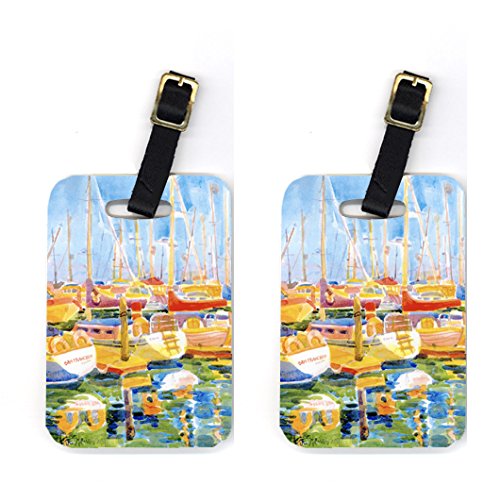 Picture of Carolines Treasures 6019BT Boats At Harbour Pier Luggage Tag - Pair 2- 4 x 2.75 In.