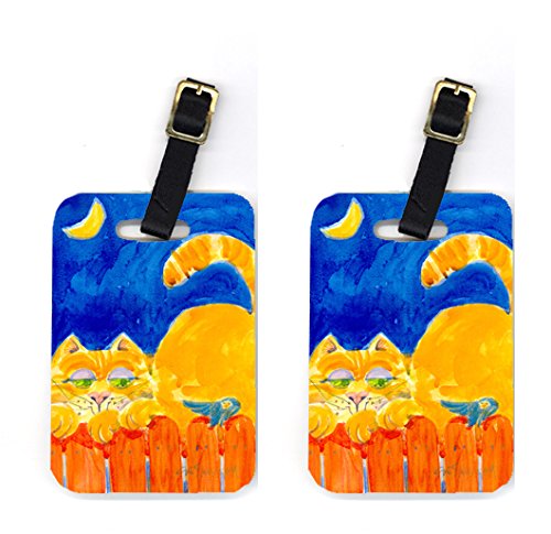 Picture of Carolines Treasures 6020BT Orange Tabby Cat On The Fence Luggage Tag - Pair 2- 4 x 2.75 In.