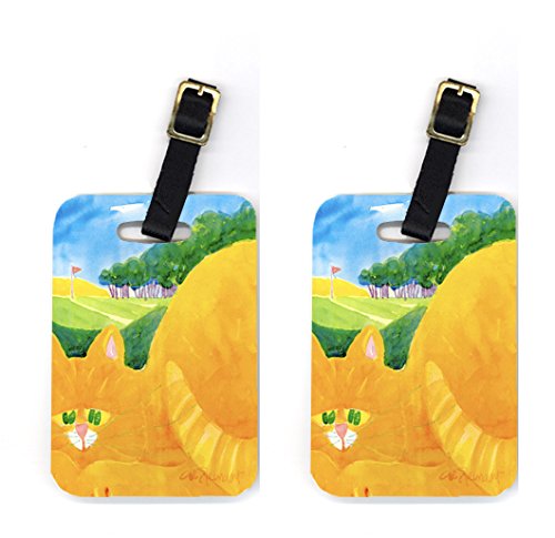 Picture of Carolines Treasures 6021BT Orange Tabby Cat On The Green Golfer Luggage Tag - Pair 2- 4 x 2.75 In.