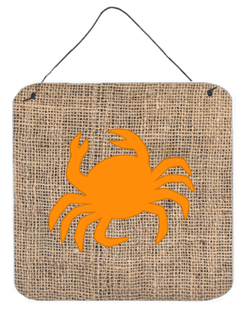 BB1024-BL-OR-DS66 Crab Burlap And Orange Aluminium Metal Wall Or Door Hanging Prints - 6 x 6 In.