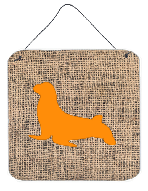 Seal Burlap And Orange Aluminium Metal Wall Or Door Hanging Prints - 6 x 6 In.