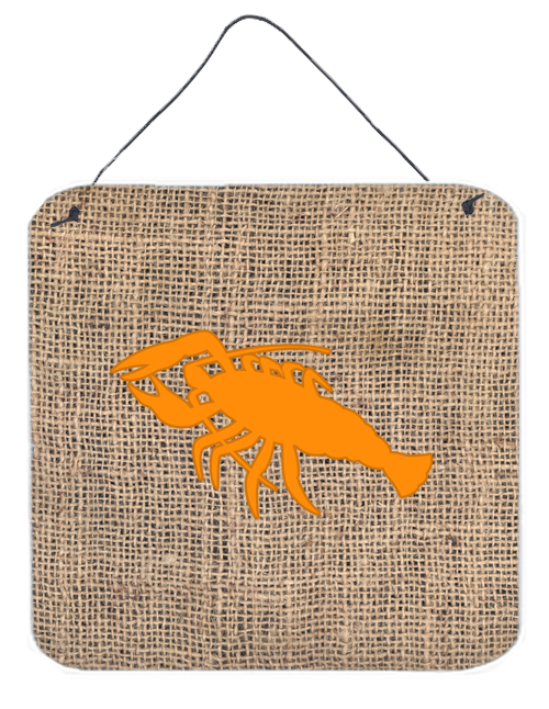 BB1028-BL-OR-DS66 Lobster Burlap And Orange Aluminium Metal Wall Or Door Hanging Prints - 6 x 6 In.