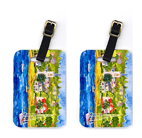 Picture of Carolines Treasures 6031BT Harbour Scene With Sailboat Luggage Tag - Pair 2- 4 x 2.75 In.