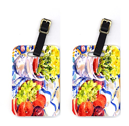 Picture of Carolines Treasures 6037BT Apples- Plums And Grapes With Flowers Luggage Tag - Pair 2- 4 x 2.75 In.