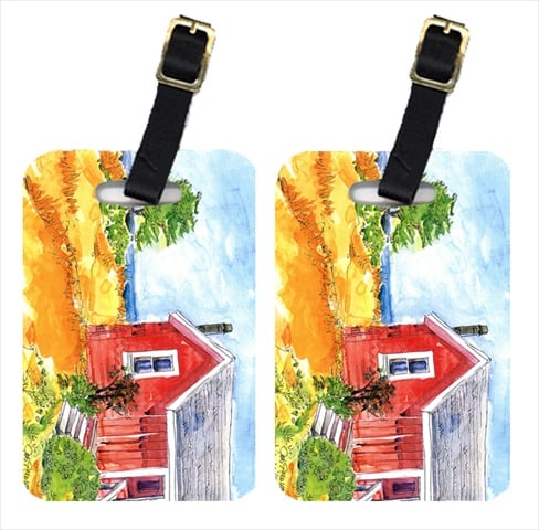 Picture of Carolines Treasures 6041BT Red Cottage House At The Lake Or Beach Luggage Tag - Pair 2- 4 x 2.75 In.
