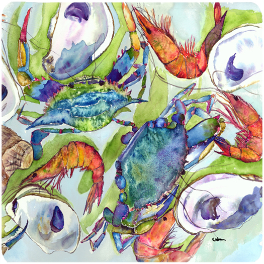 Crab Foam Coasters - Set Of 4, 3.5 x 3.5 In.