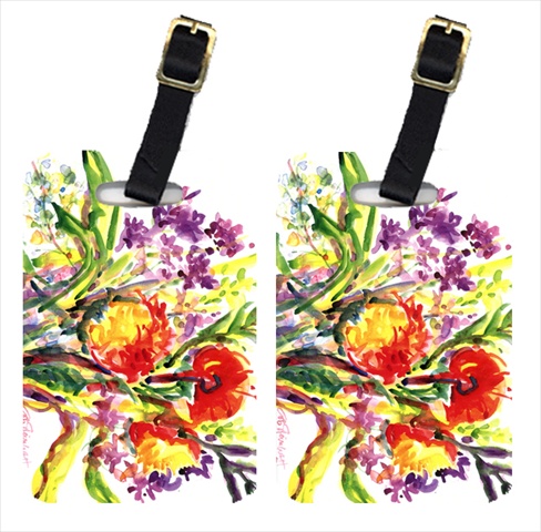 Picture of Carolines Treasures 6042BT Flowers Luggage Tag - Pair 2&#44; 4 x 2.75 In.