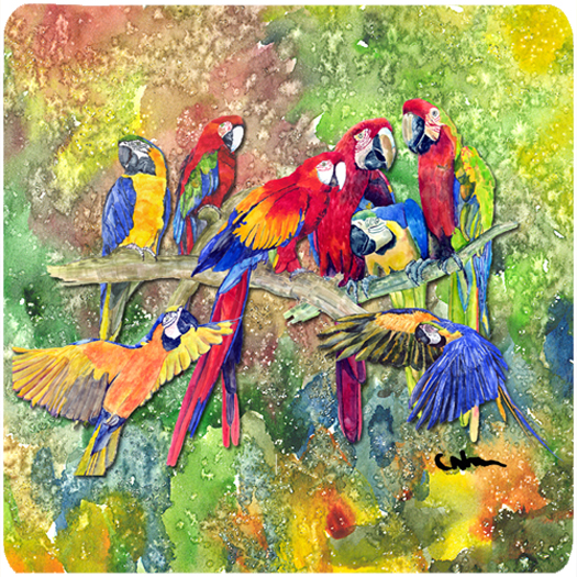 8600-2FC Bird - Parrot Foam Coasters - Set Of 4- 3.5 x 3.5 In.