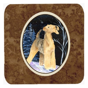 Starry Night Airedale Foam Coasters - Set Of 4- 3.5 x 3.5 In.