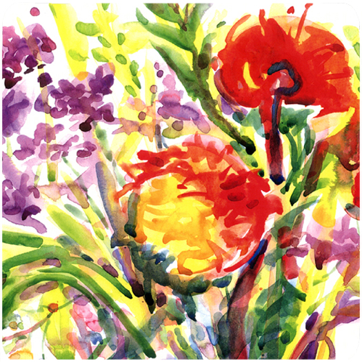 Picture of Carolines Treasures 6042FC Flower Foam Coasters - Set Of 4- 3.5 x 3.5 In.