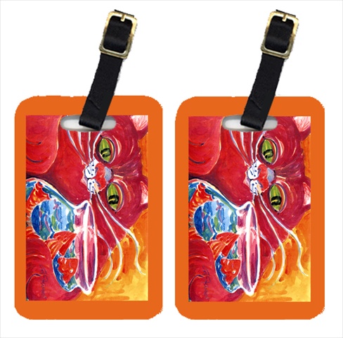 Picture of Carolines Treasures 6048BT Big Red Cat At The Fishbowl Luggage Tag - Pair 2- 4 x 2.75 In.