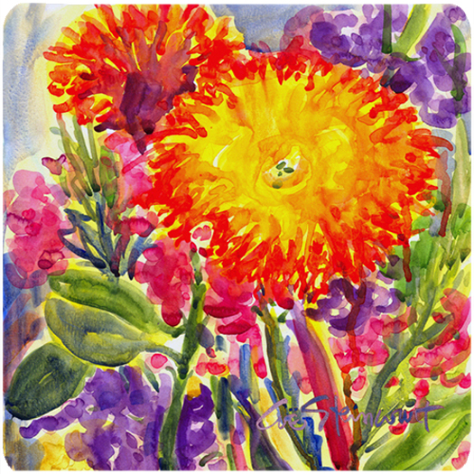 Picture of Carolines Treasures 6077FC Flower - Aster Foam Coasters - Set Of 4- 3.5 x 3.5 In.