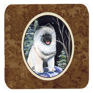 Starry Night Keeshond Foam Coasters - Set Of 4- 3.5 x 3.5 In.