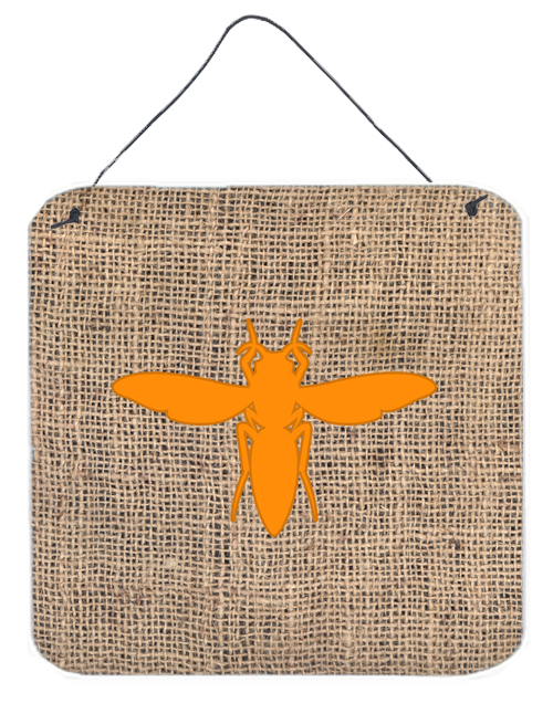 BB1053-BL-OR-DS66 Yellow Jacket Burlap And Orange Aluminium Metal Wall Or Door Hanging Prints - 6 x 6 In.