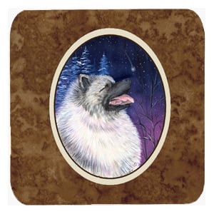 Starry Night Keeshond Foam Coasters - Set Of 4- 3.5 x 3.5 In.