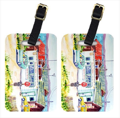 Picture of Carolines Treasures 6054BT Seafood Shack For Fresh Shrimp Luggage Tag - Pair 2&#44; 4 x 2.75 In.