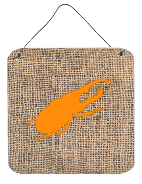 BB1056-BL-OR-DS66 Beetle Burlap And Orange Aluminium Metal Wall Or Door Hanging Prints - 6 x 6 In.