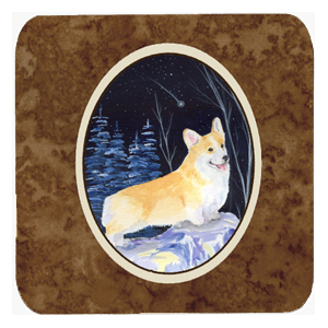 Starry Night Corgi Foam Coasters - Set Of 4, 3.5 x 3.5 In.