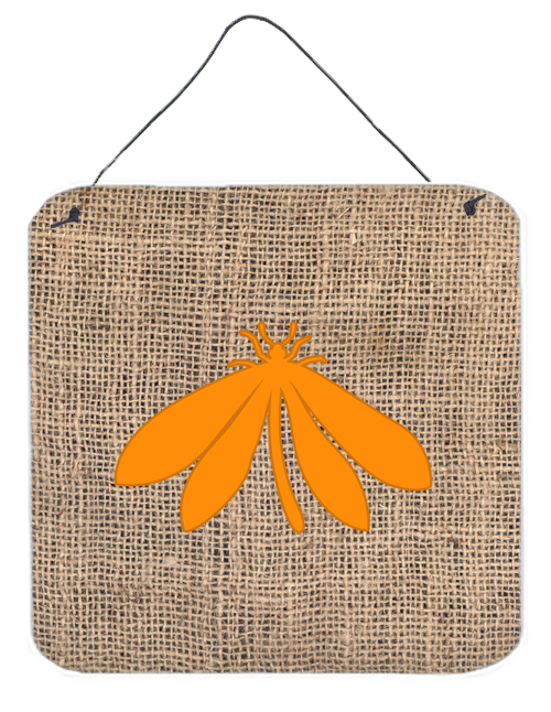 BB1060-BL-OR-DS66 Moth Burlap And Orange Aluminium Metal Wall Or Door Hanging Prints - 6 x 6 In.