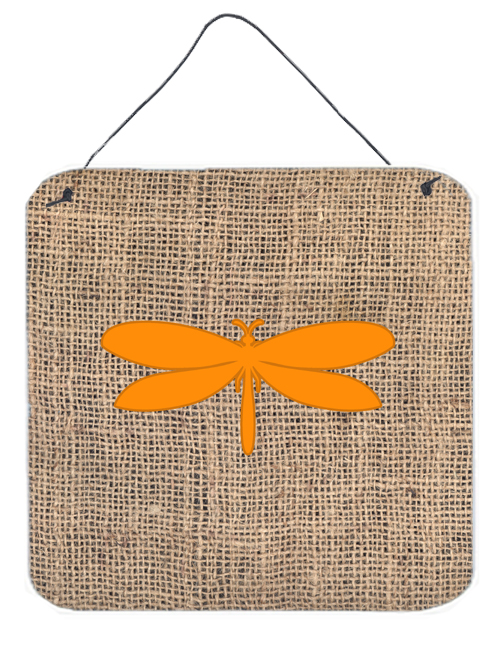 BB1061-BL-OR-DS66 Moth Burlap And Orange Aluminium Metal Wall Or Door Hanging Prints - 6 x 6 In.