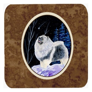 Starry Night Keeshond Foam Coasters - Set Of 4- 3.5 x 3.5 In.