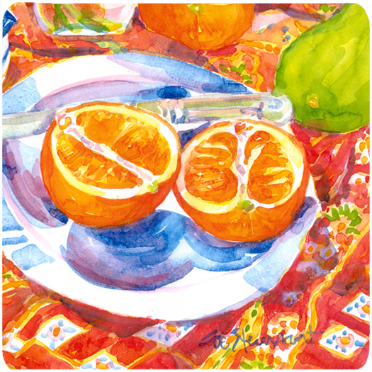 Picture of Carolines Treasures 6035FC Florida Oranges Sliced For Breakfast Foam Coasters - Set Of 4- 3.5 x 3.5 In.