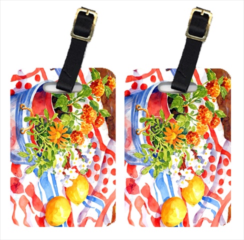 Picture of Carolines Treasures 6058BT Flowers With A Side Of Lemons Luggage Tag - Pair 2- 4 x 2.75 In.
