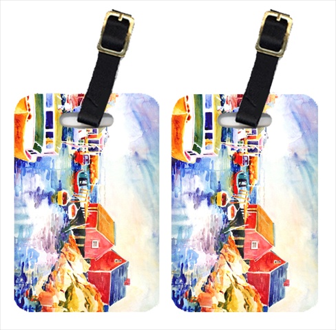 Picture of Carolines Treasures 6059BT Boats At Harbour With A View Luggage Tag - Pair 2- 4 x 2.75 In.