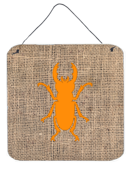 BB1063-BL-OR-DS66 Beetle Burlap And Orange Aluminium Metal Wall Or Door Hanging Prints - 6 x 6 In.