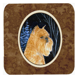Starry Night Brussels Griffon Foam Coasters - Set Of 4- 3.5 x 3.5 In.