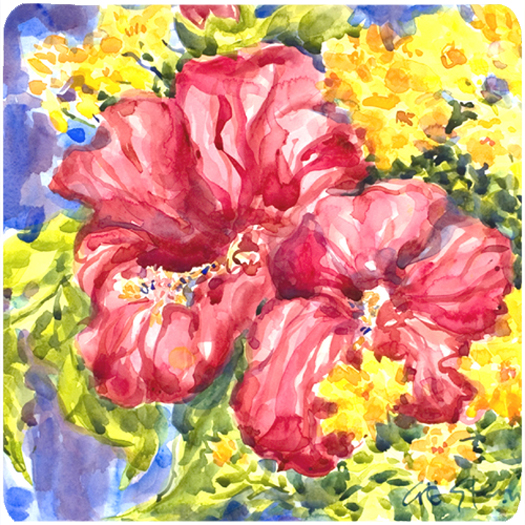 Picture of Carolines Treasures 6056FC Flower - Hibiscus Foam Coasters - Set Of 4- 3.5 x 3.5 In.
