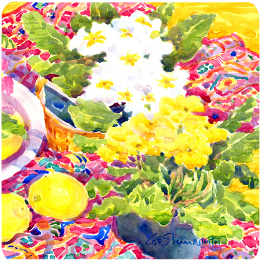 Picture of Carolines Treasures 6062FC Flower - Primroses Foam Coasters - Set Of 4- 3.5 x 3.5 In.