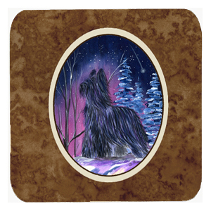 Starry Night Briard Foam Coasters - Set Of 4- 3.5 x 3.5 In.