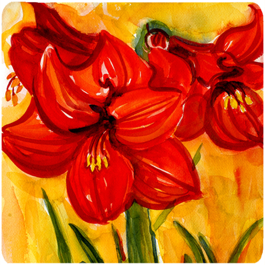 Picture of Carolines Treasures 6067FC Flower - Amaryllis Foam Coasters - Set Of 4- 3.5 x 3.5 In.
