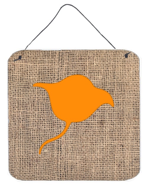 Stingray Burlap And Orange Aluminium Metal Wall Or Door Hanging Prints - 6 x 6 In.