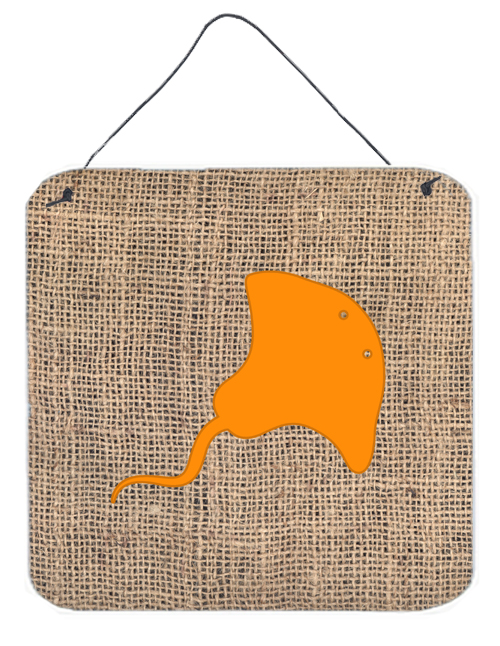 BB1095-BL-OR-DS66 Stingray Burlap And Orange Aluminium Metal Wall Or Door Hanging Prints - 6 x 6 In.